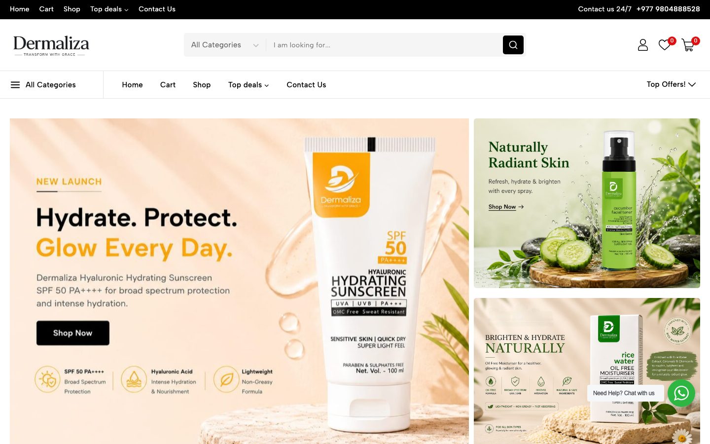 Dermaliza website screenshot