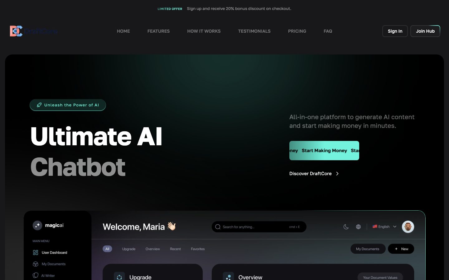 Draftcore website screenshot