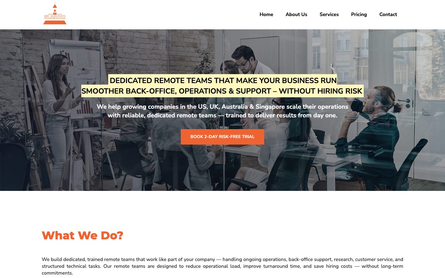 DRV Assistants website screenshot