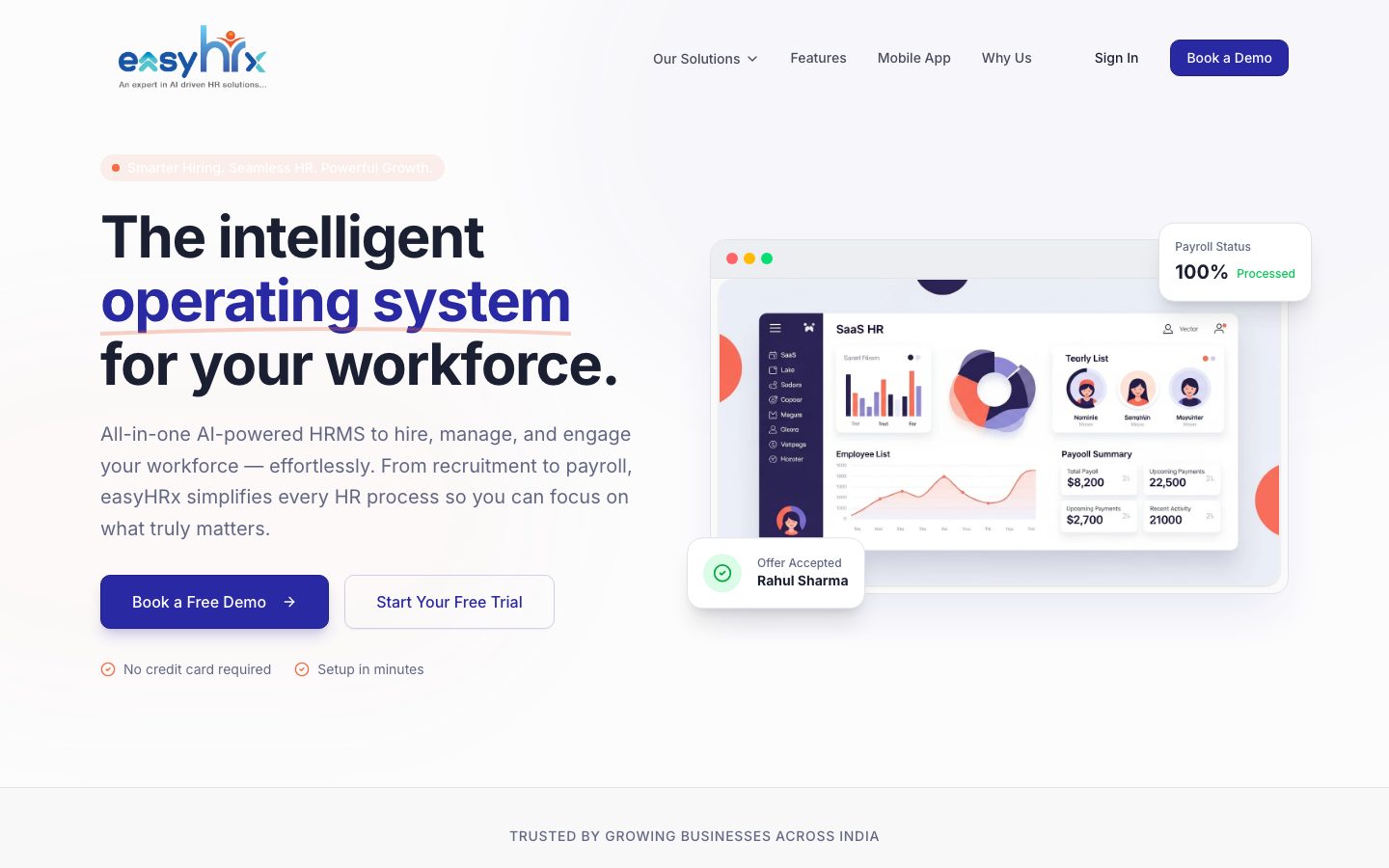 EasyHRX website screenshot